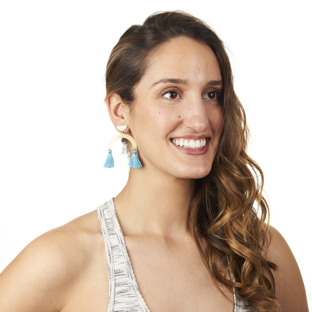 Sofia Hammered Half Moon Disc With ARC & Tassel