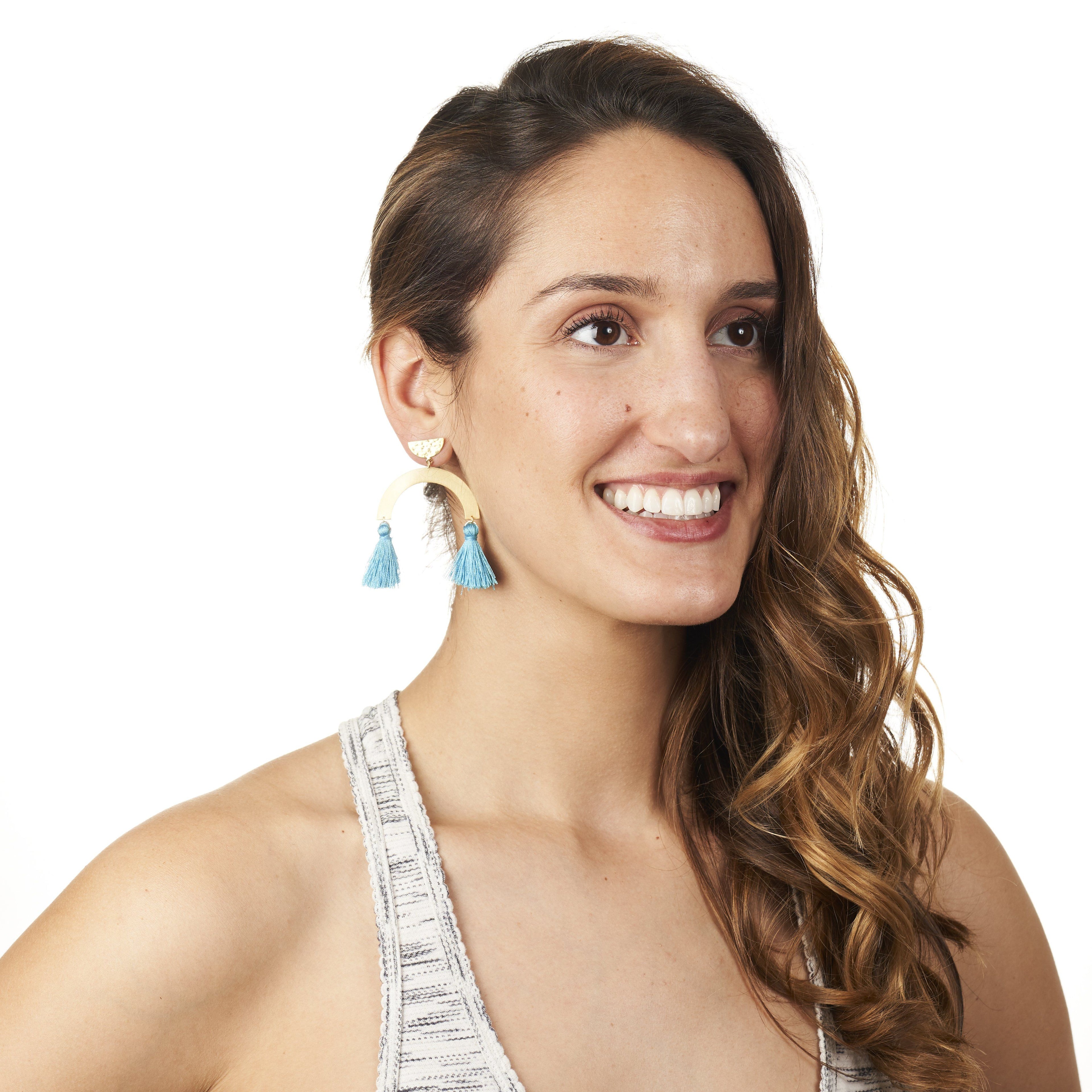 Sofia Hammered Half Moon Disc With ARC & Tassel