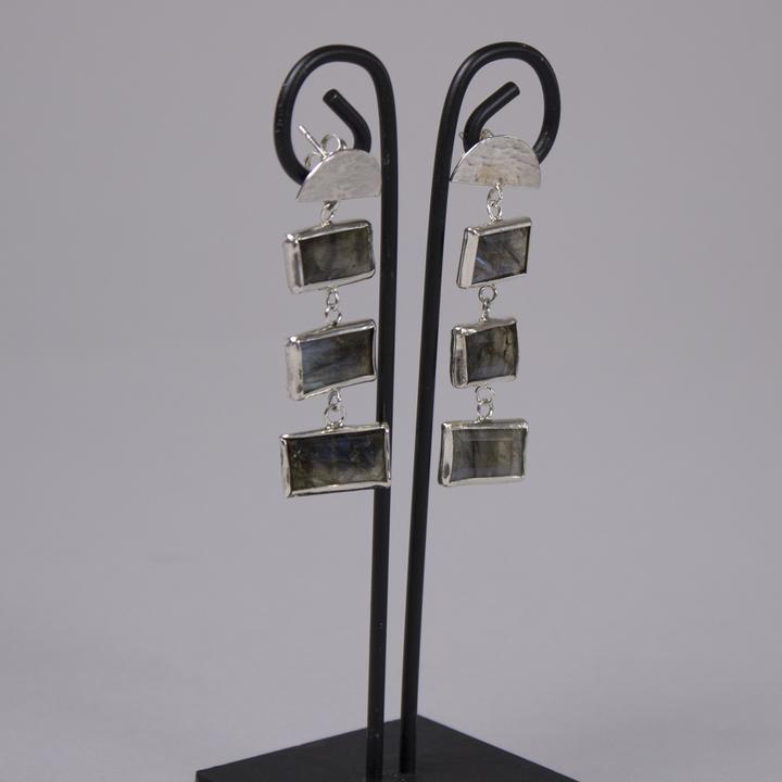 Piano Key Bezeled Drop Earrings