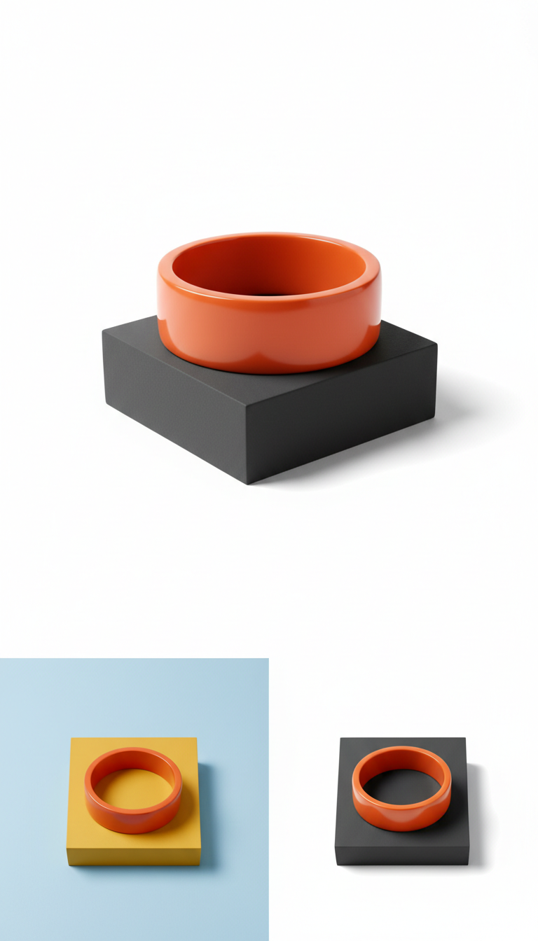 Signal Orange Rectangle Bangle Enamel Finish