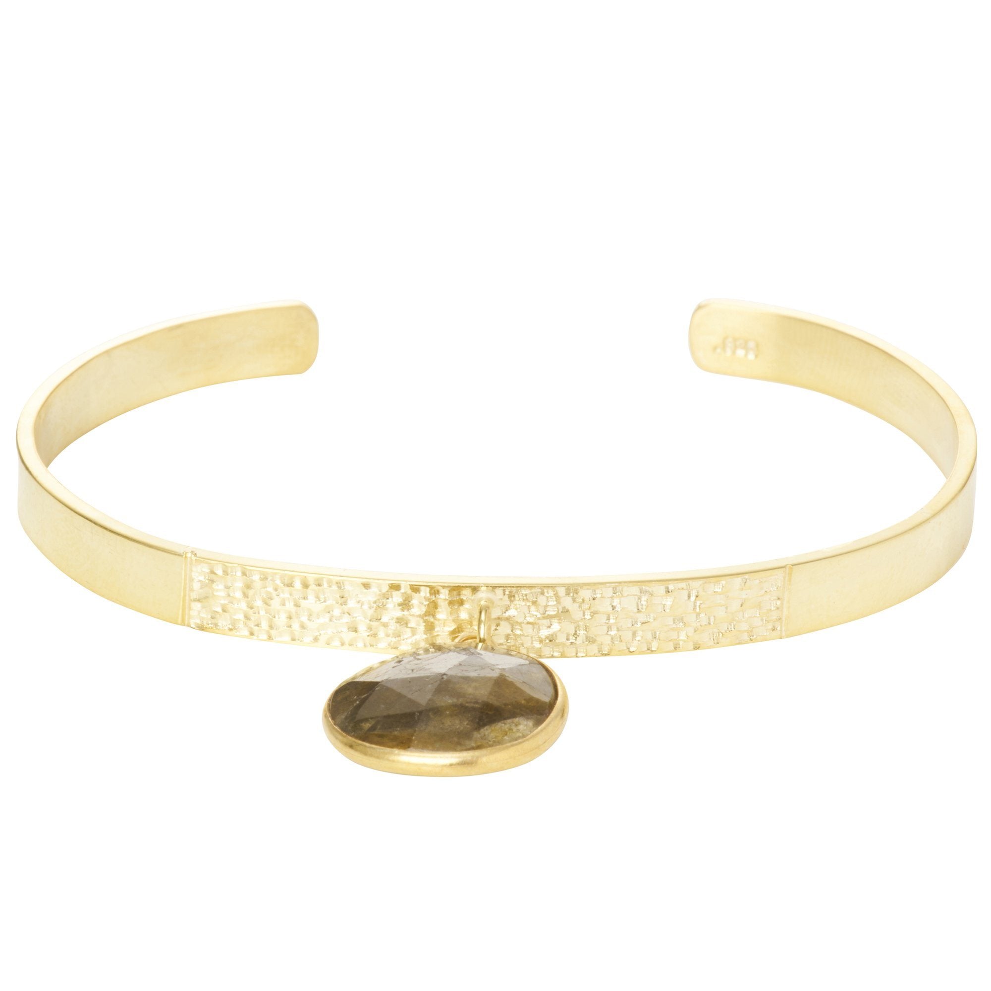 Textured Bangle with Large Gemstone