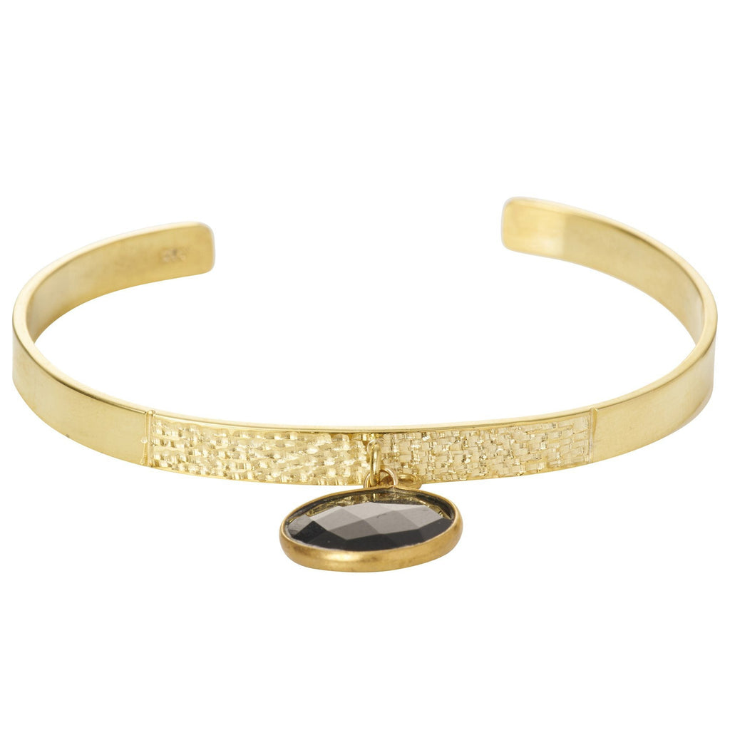 Textured Bangle with Large Gemstone