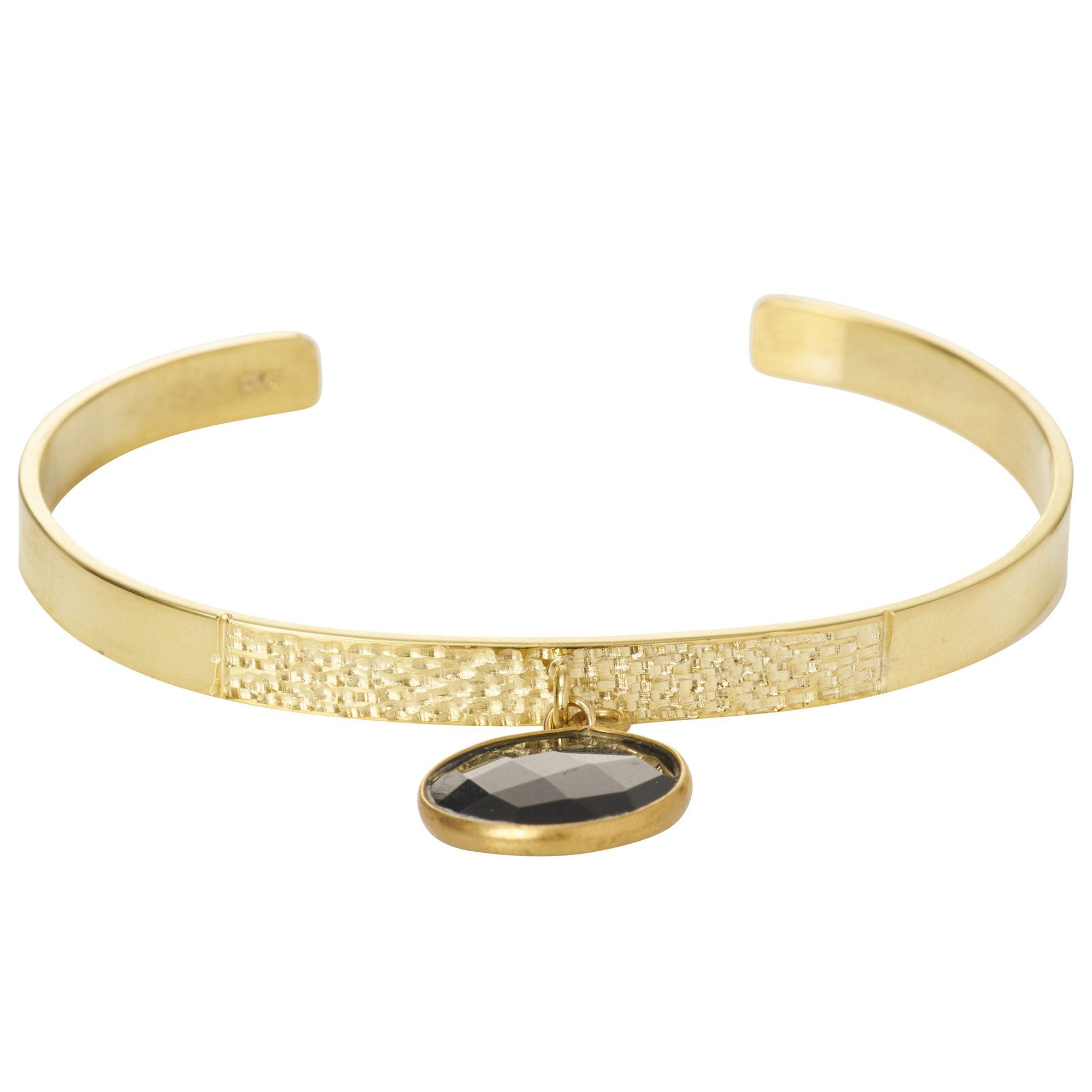 Textured Bangle with Large Gemstone