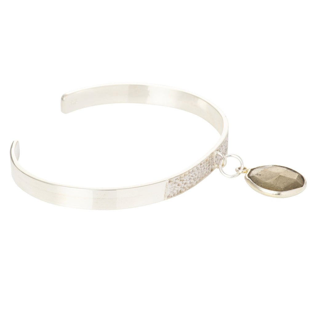 Textured Bangle with Large Gemstone