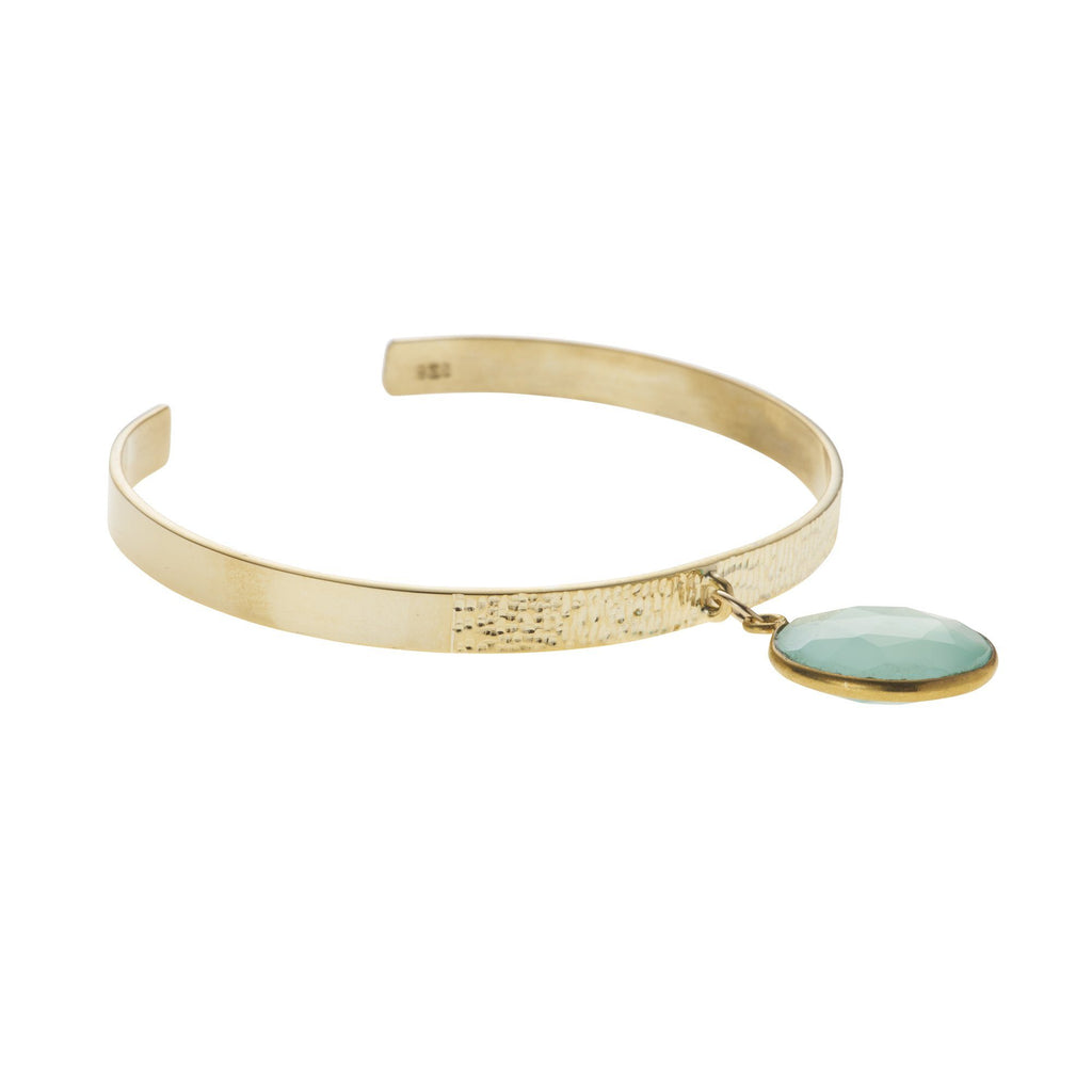 Textured Bangle with Large Gemstone