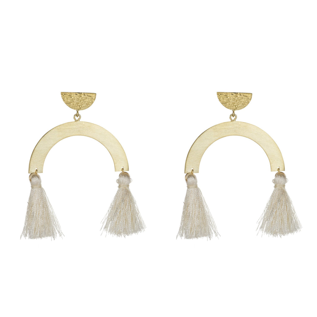 Sofia Hammered Half Moon Disc With ARC & Tassel