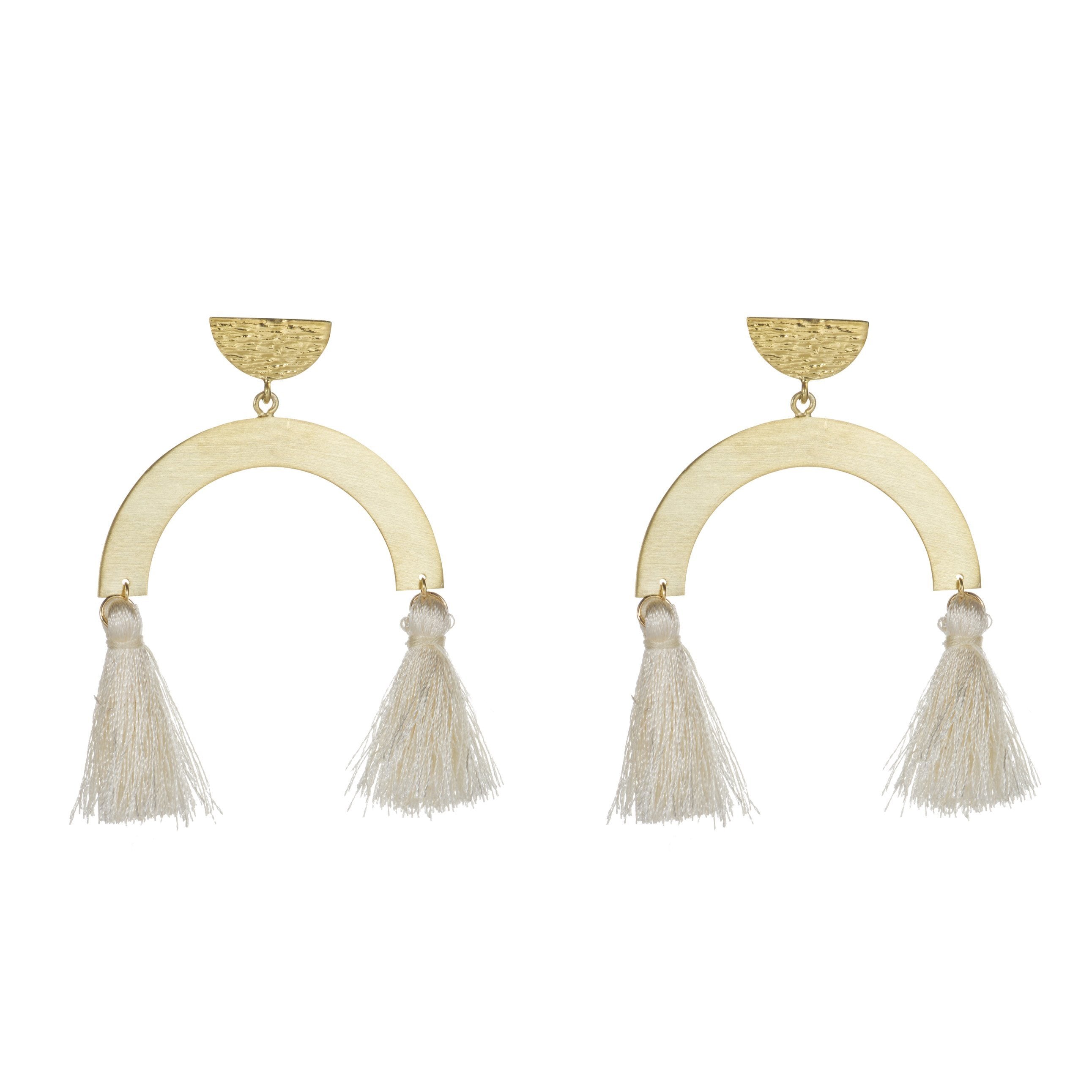 Sofia Hammered Half Moon Disc With ARC & Tassel