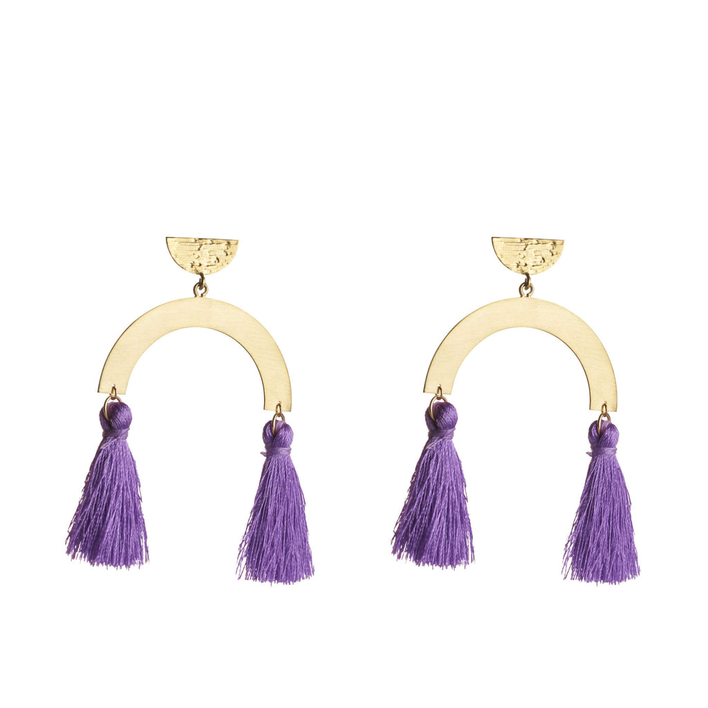 Sofia Hammered Half Moon Disc With ARC & Tassel