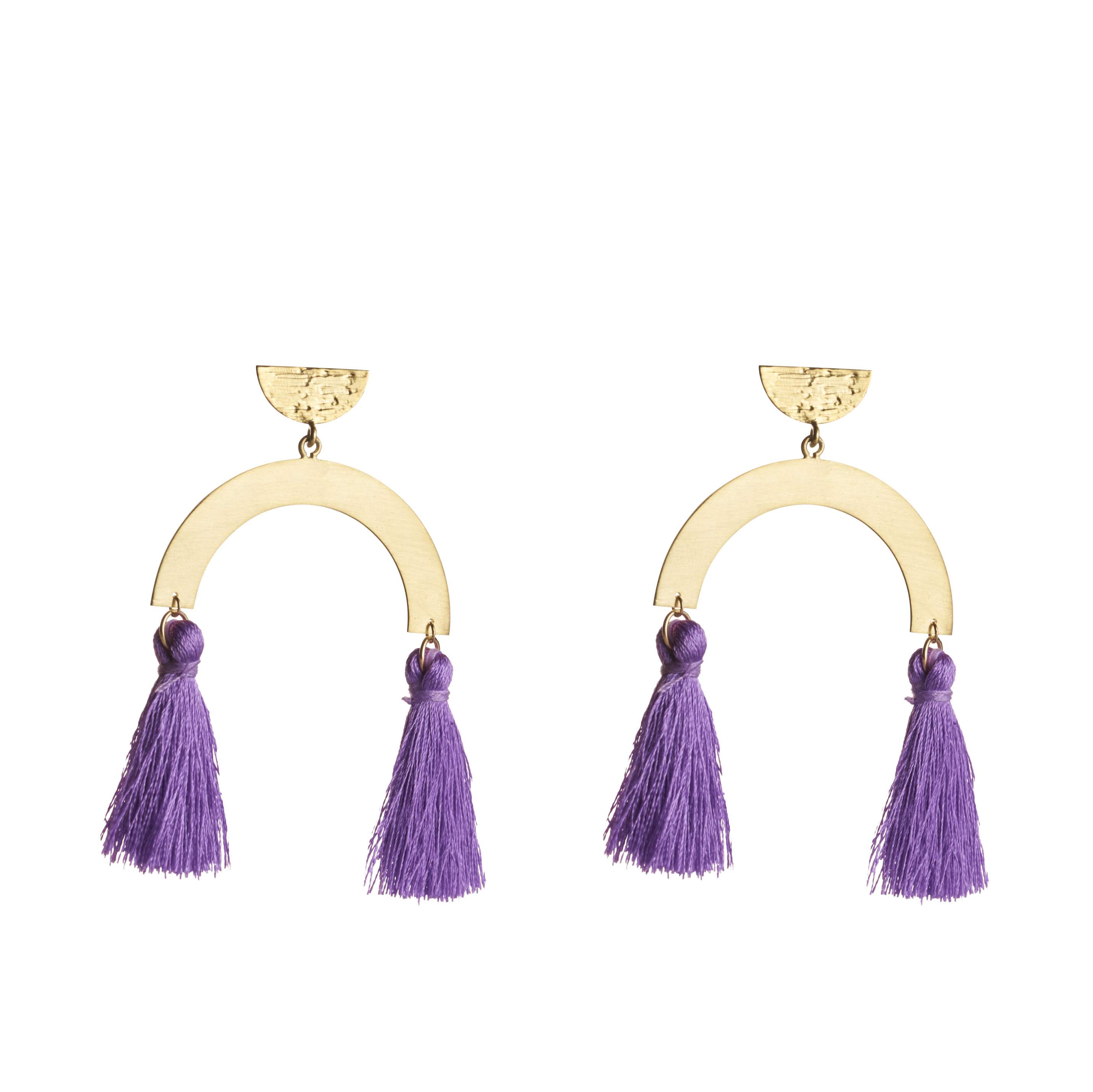 Sofia Hammered Half Moon Disc With ARC & Tassel