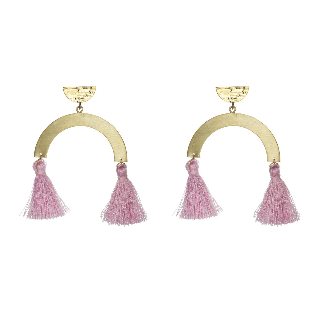 Sofia Hammered Half Moon Disc With ARC & Tassel