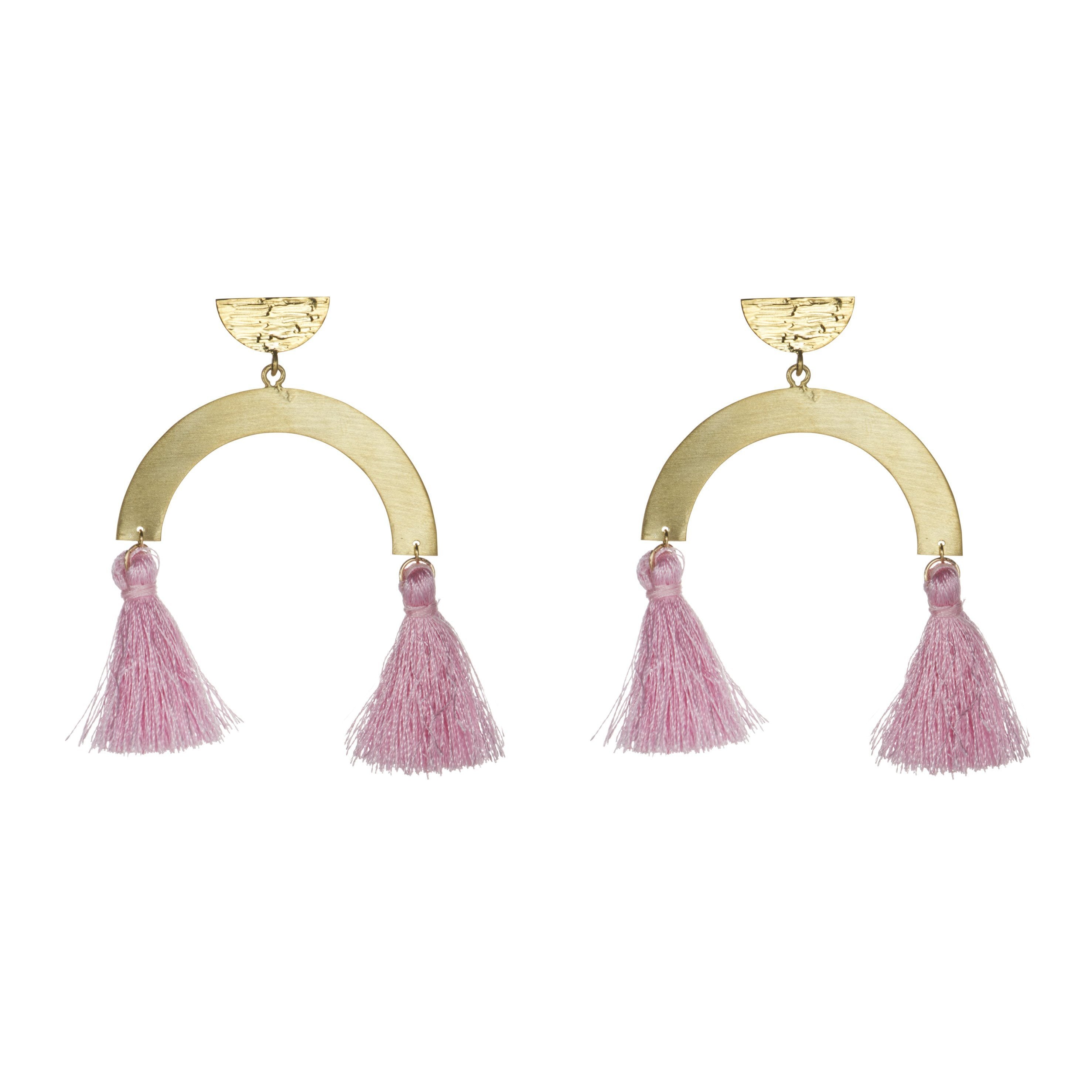 Sofia Hammered Half Moon Disc With ARC & Tassel