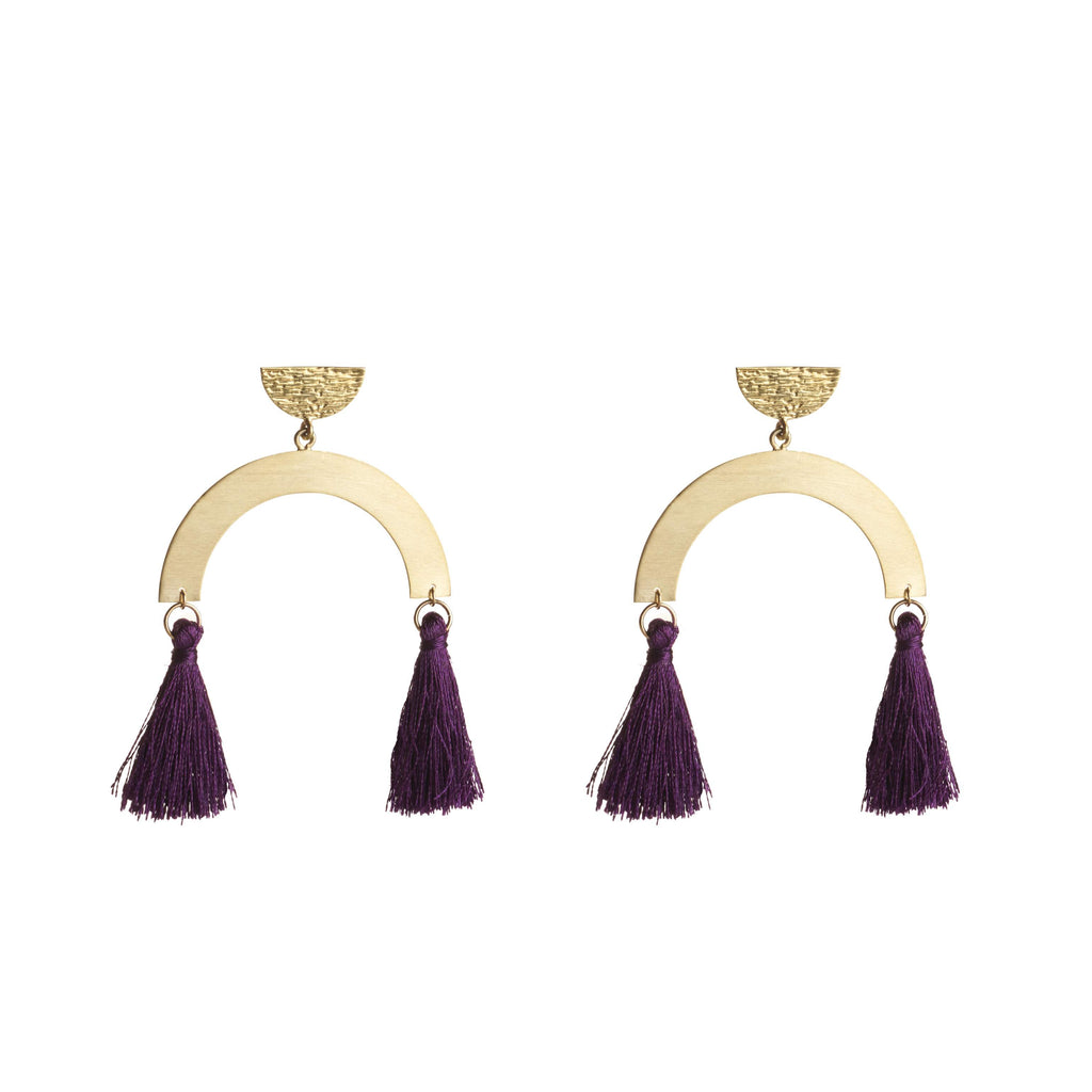 Sofia Hammered Half Moon Disc With ARC & Tassel