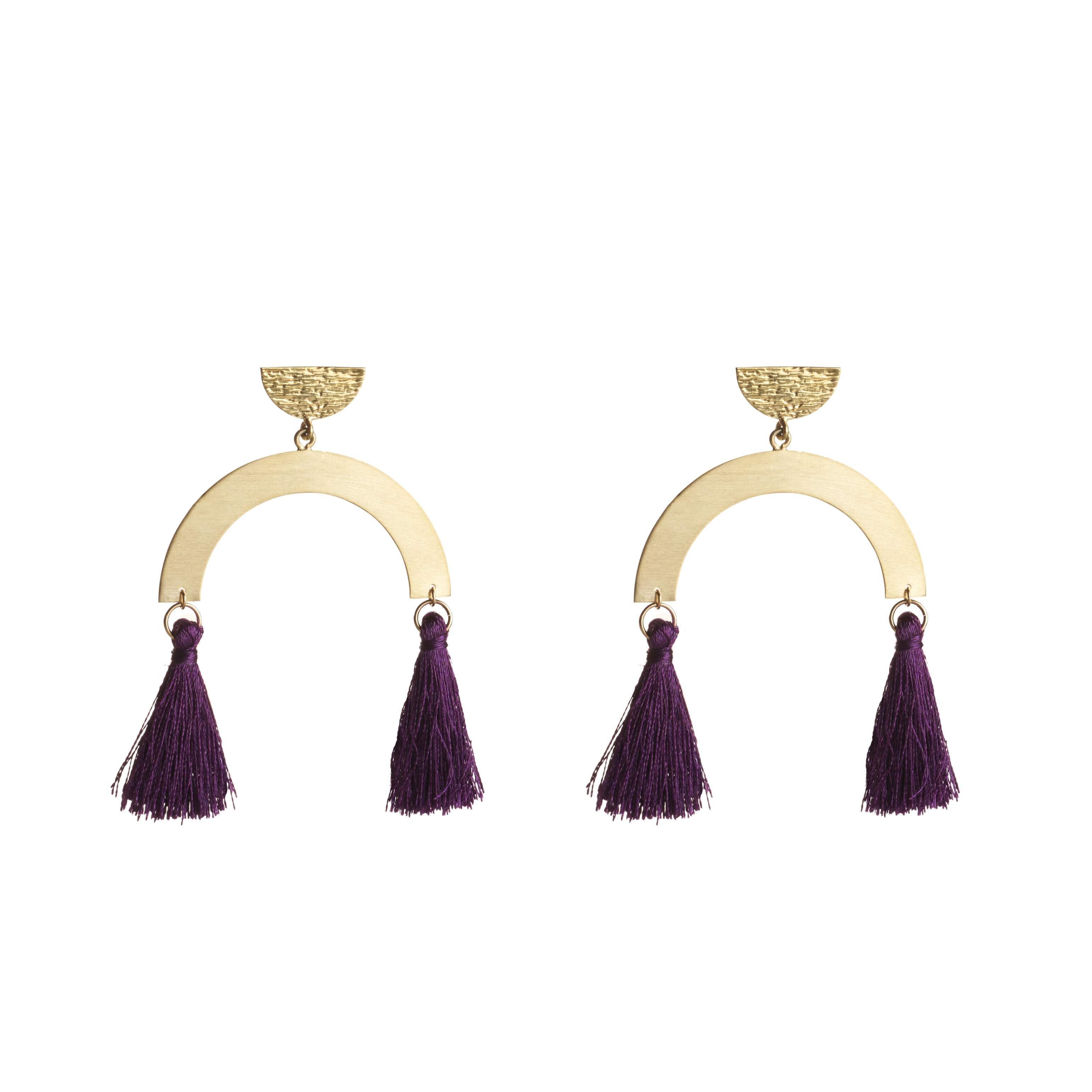 Sofia Hammered Half Moon Disc With ARC & Tassel