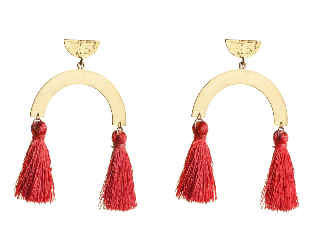 Sofia Hammered Half Moon Disc With ARC & Tassel