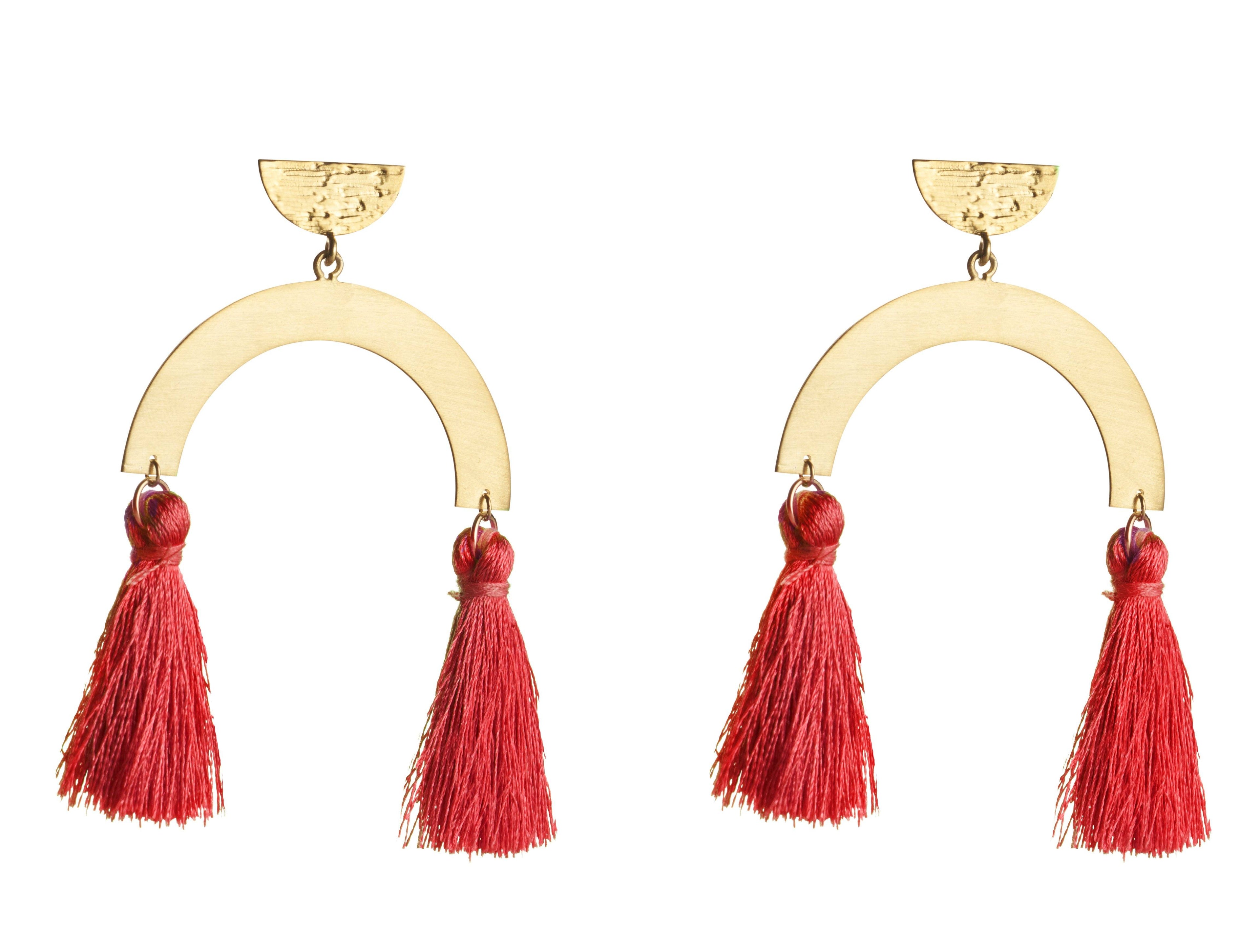 Sofia Hammered Half Moon Disc With ARC & Tassel
