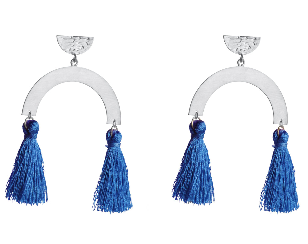 Sofia Hammered Half Moon Disc With ARC & Tassel