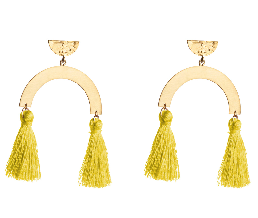Sofia Hammered Half Moon Disc With ARC & Tassel