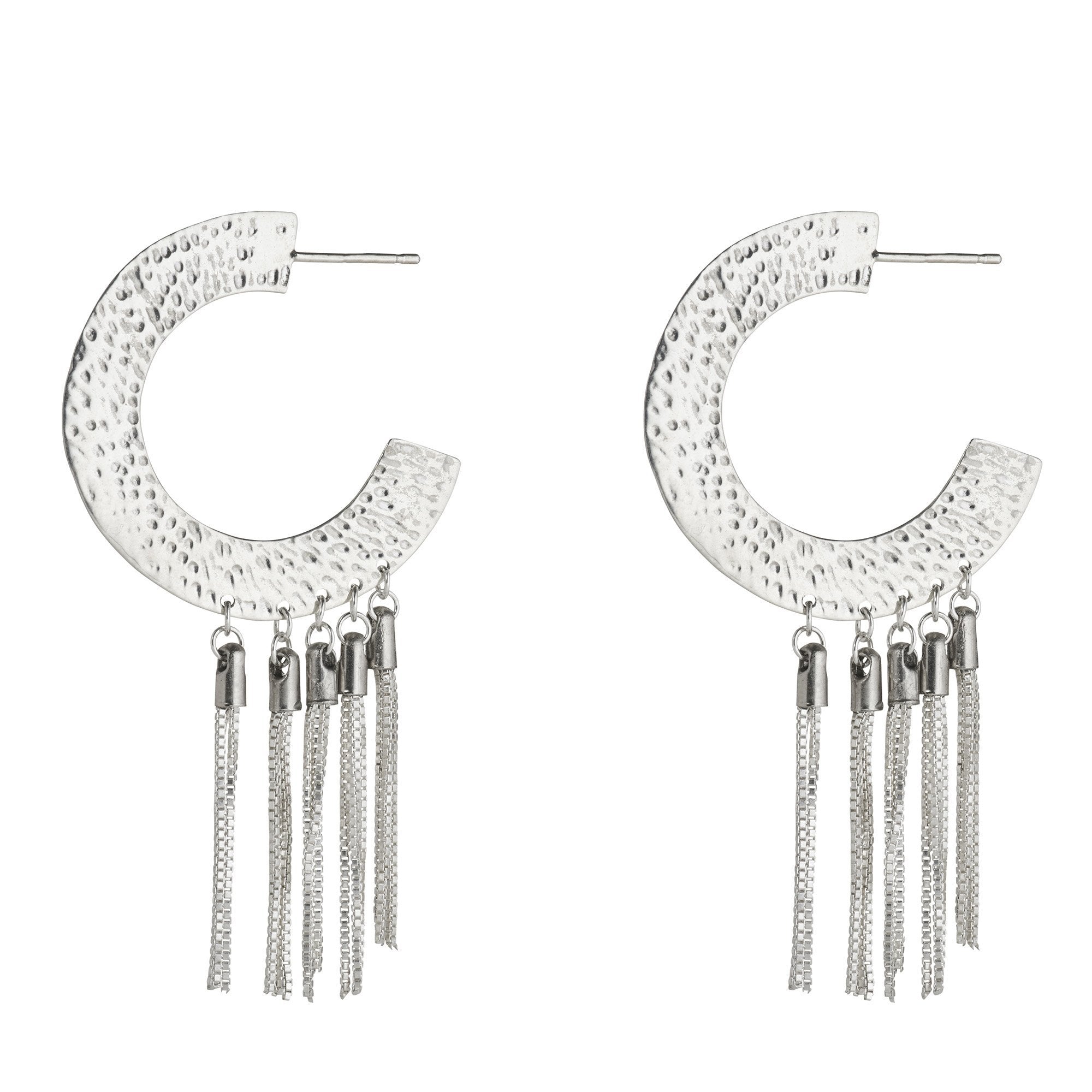 Large Horseshoe Hoop with Box Chain Tassels
