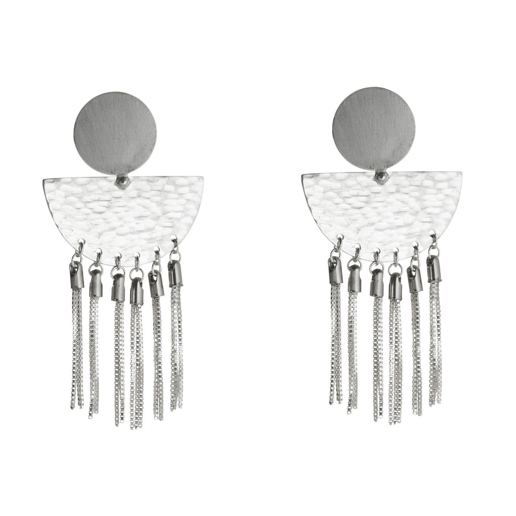 Riveted Sunrise Studs with Box Chain Tassels