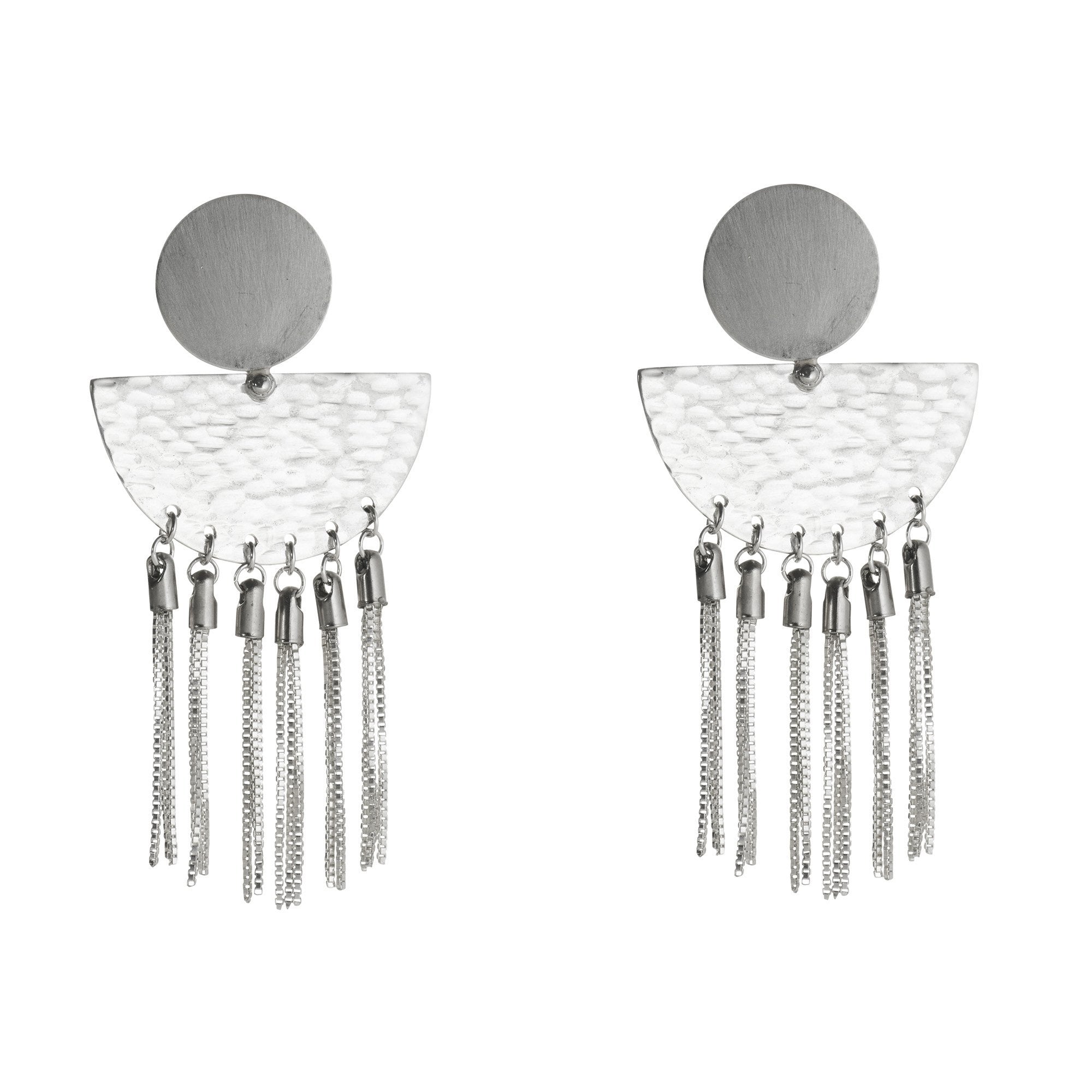 Riveted Sunrise Studs with Box Chain Tassels