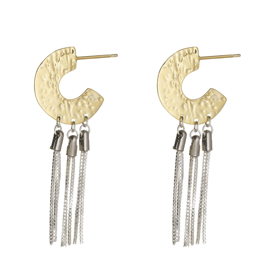 Small Horseshoe Hoops with Box Chain Tassels
