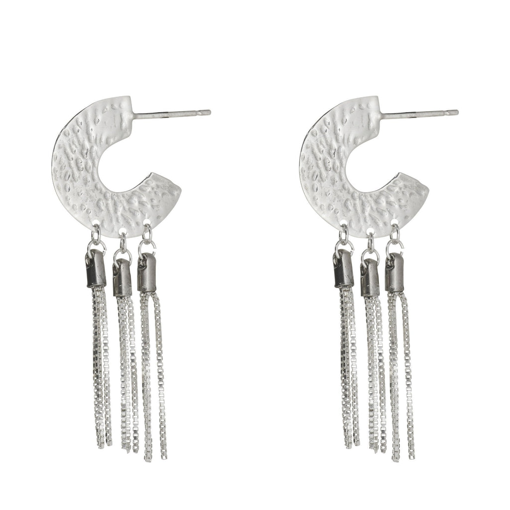 Small Horseshoe Hoops with Box Chain Tassels