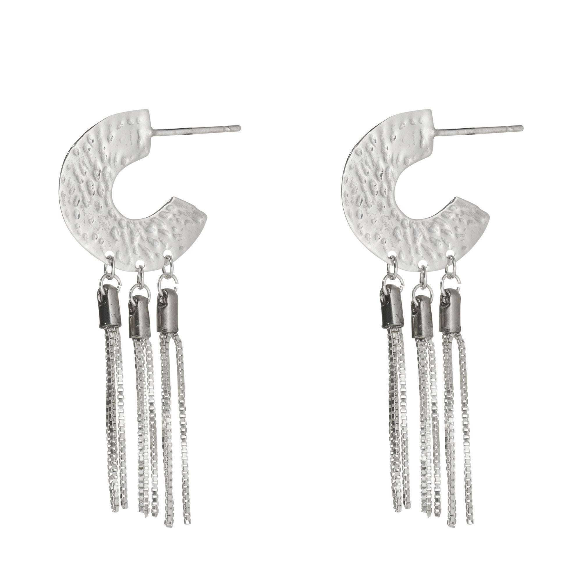 Small Horseshoe Hoops with Box Chain Tassels