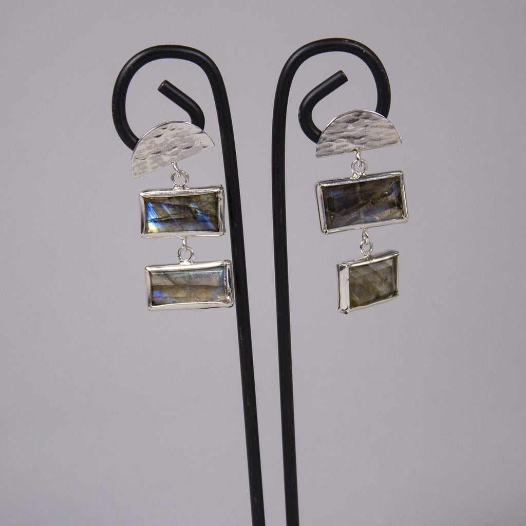 Piano Key Bezeled Drop Earrings
