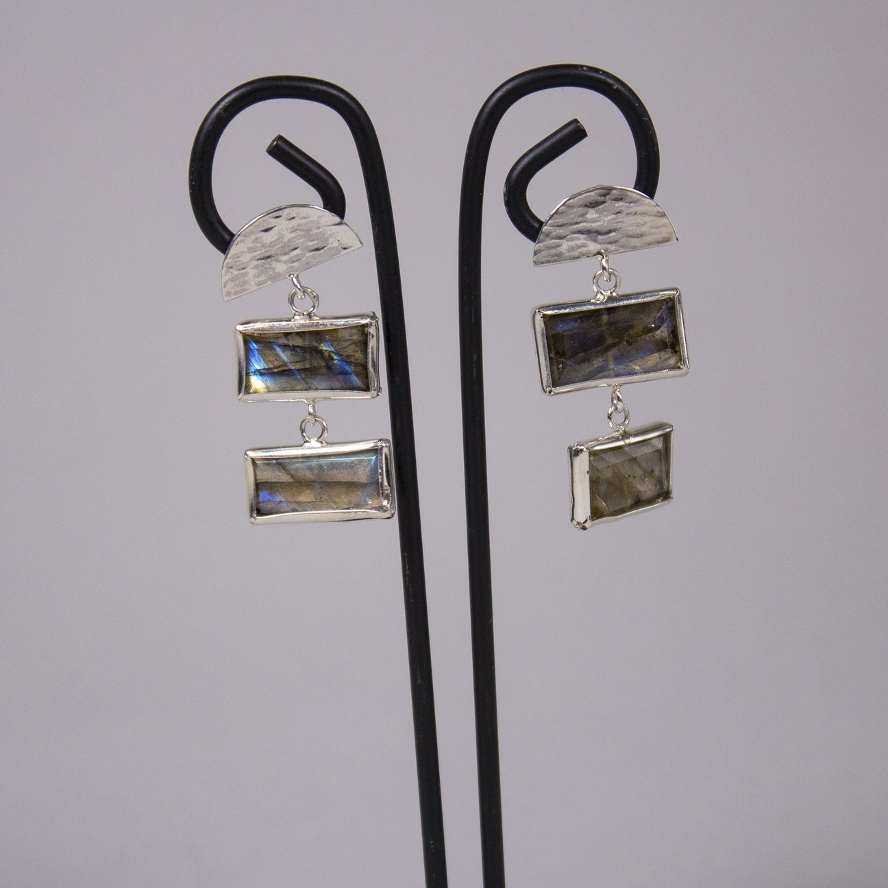 Piano Key Bezeled Drop Earrings