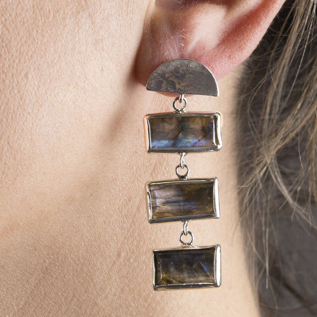 Piano Key Bezeled Drop Earrings