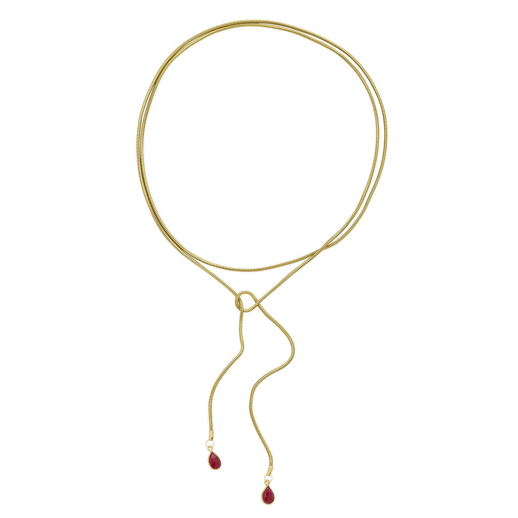 Snake Chain Wrap Necklace with Gemstones