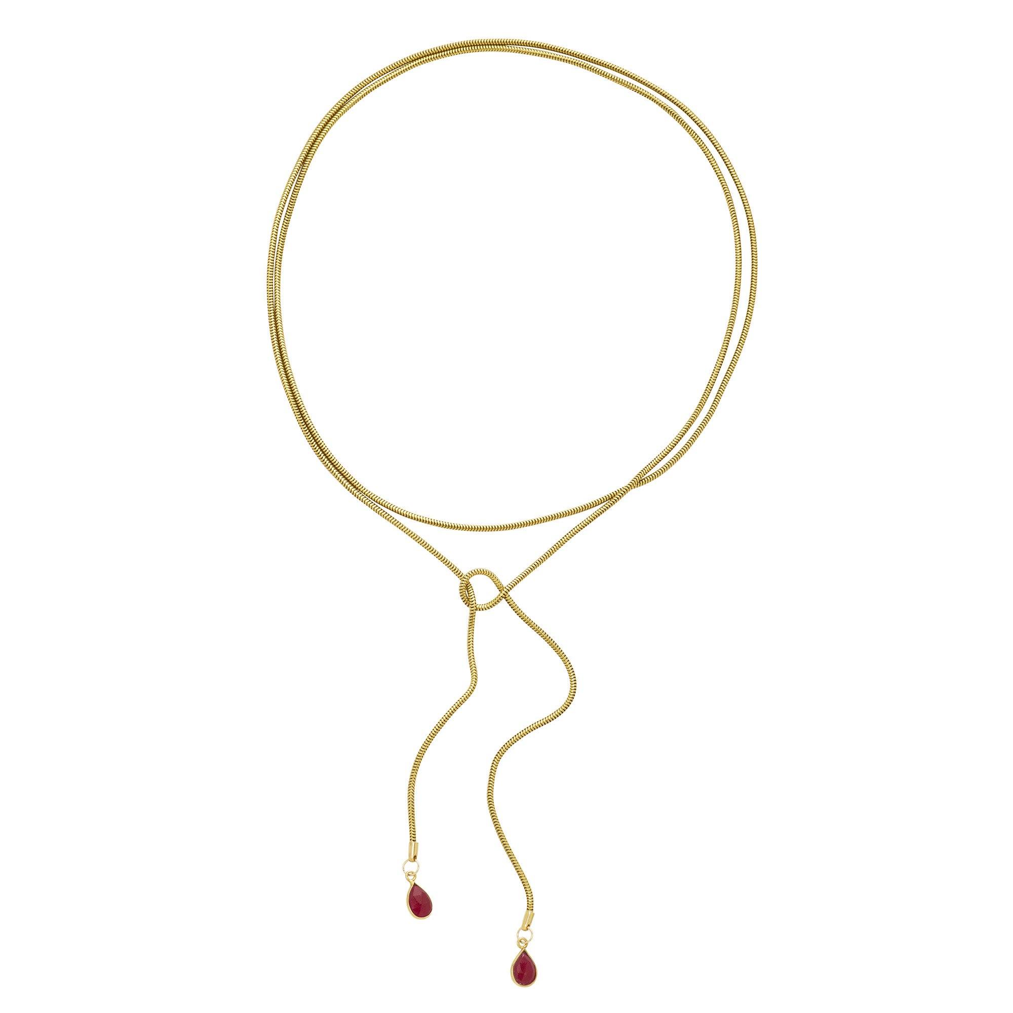 Snake Chain Wrap Necklace with Gemstones