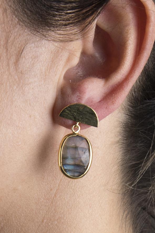 Labradorite Thumbprint Studs