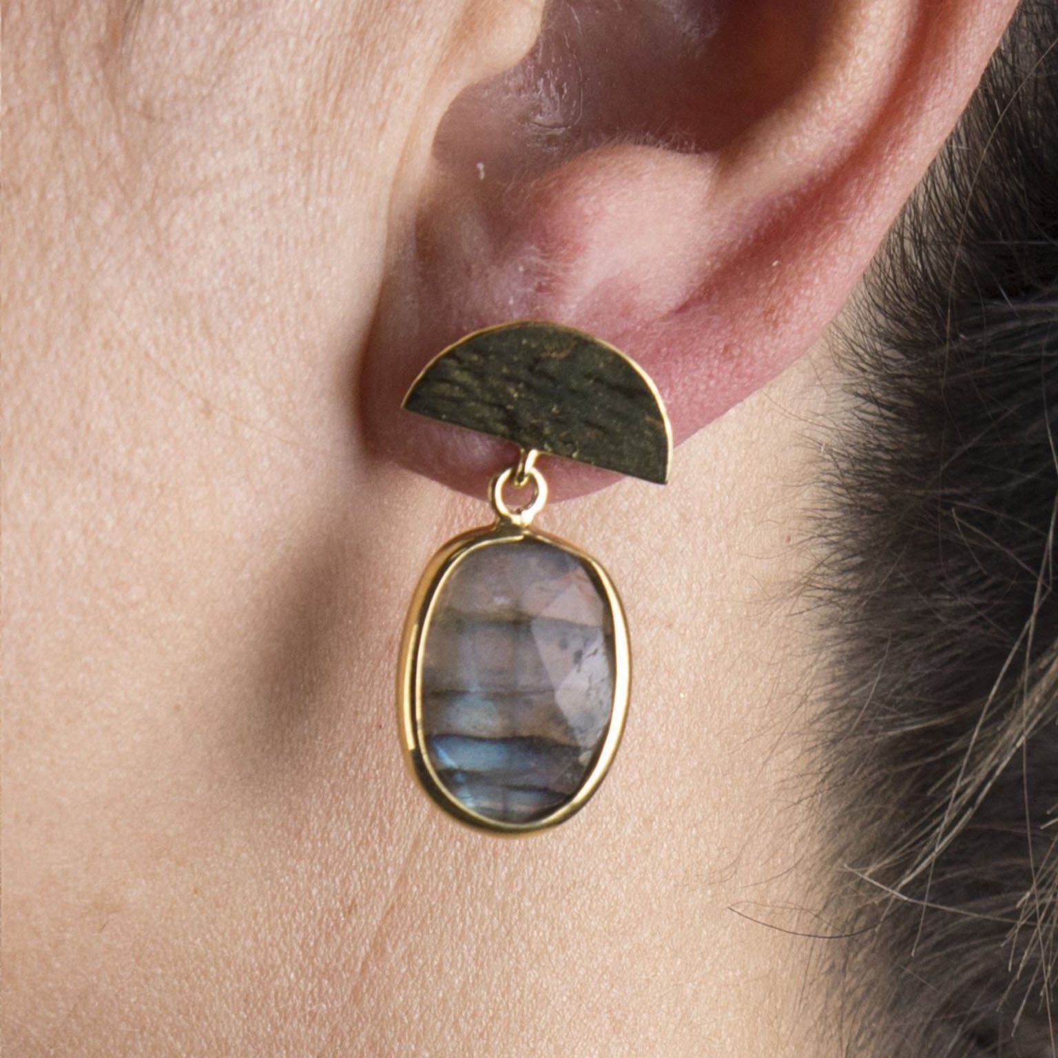 Labradorite Thumbprint Studs