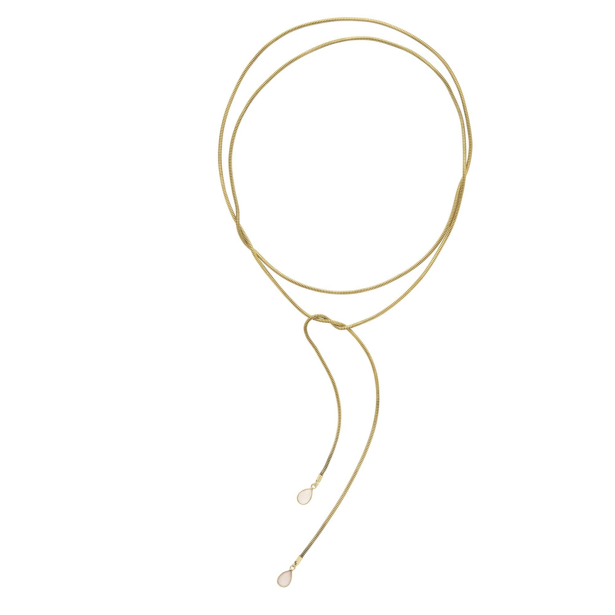 Snake Chain Wrap Necklace with Gemstones