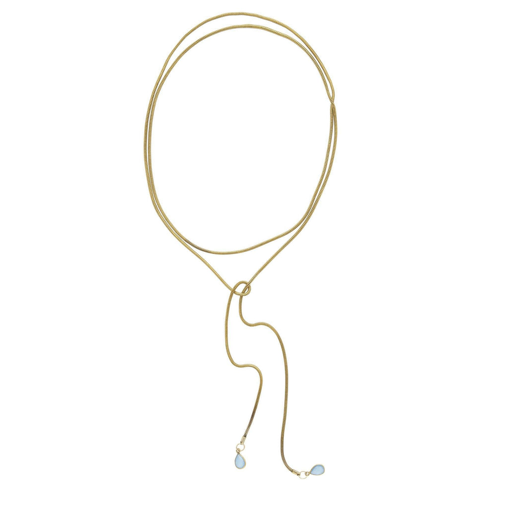 Snake Chain Wrap Necklace with Gemstones