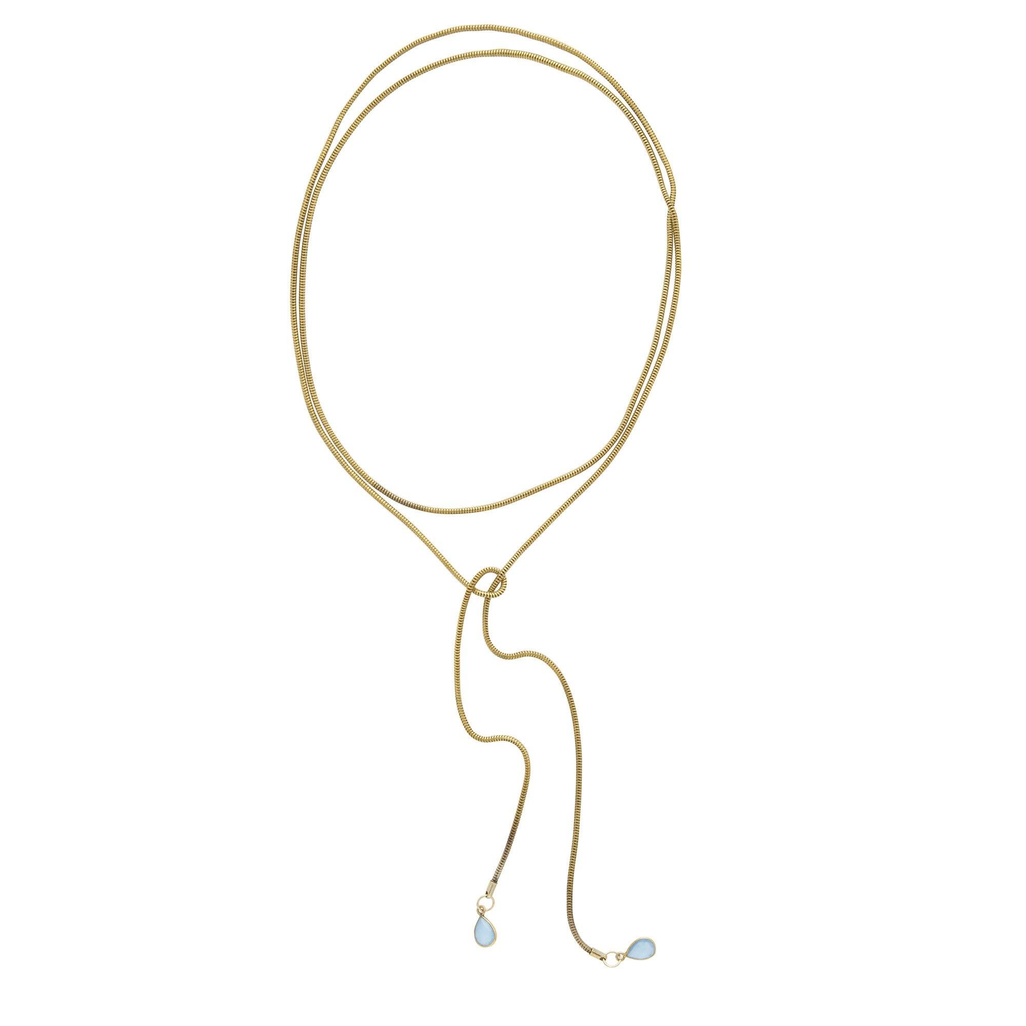 Snake Chain Wrap Necklace with Gemstones