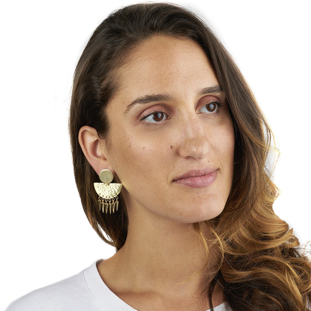 Riveted Sunrise Studs with Daggers