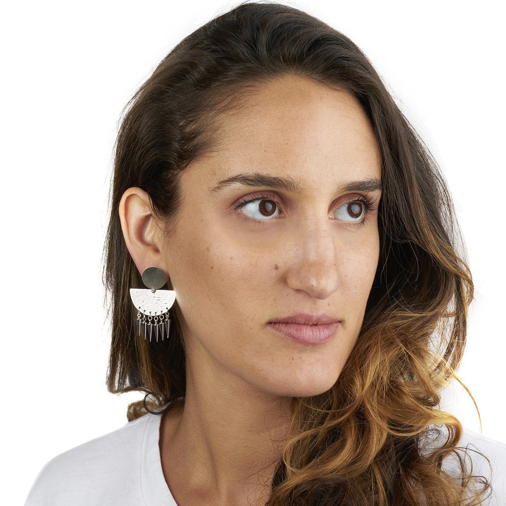 Riveted Sunrise Studs with Daggers