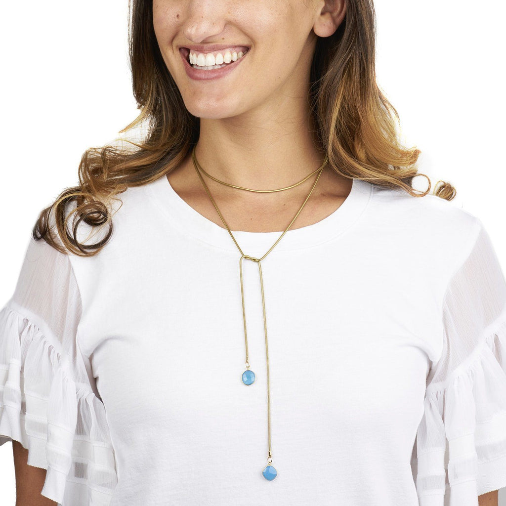 Snake Chain Wrap Necklace with Gemstones