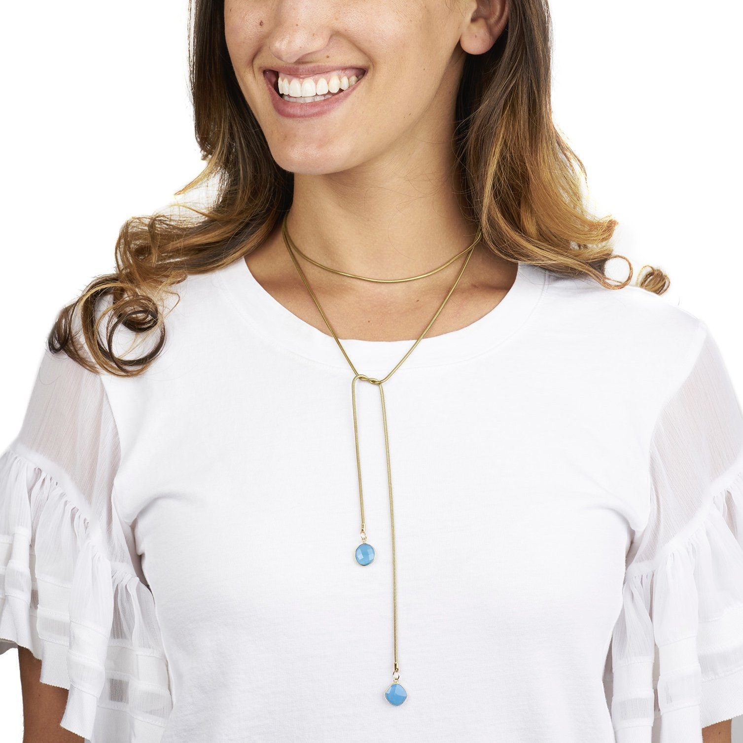 Snake Chain Wrap Necklace with Gemstones