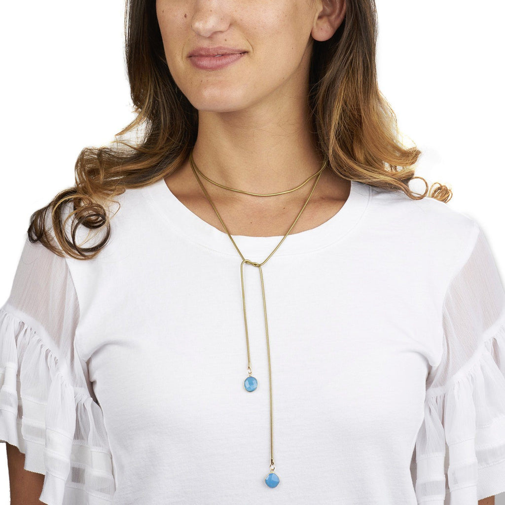 Snake Chain Wrap Necklace with Gemstones