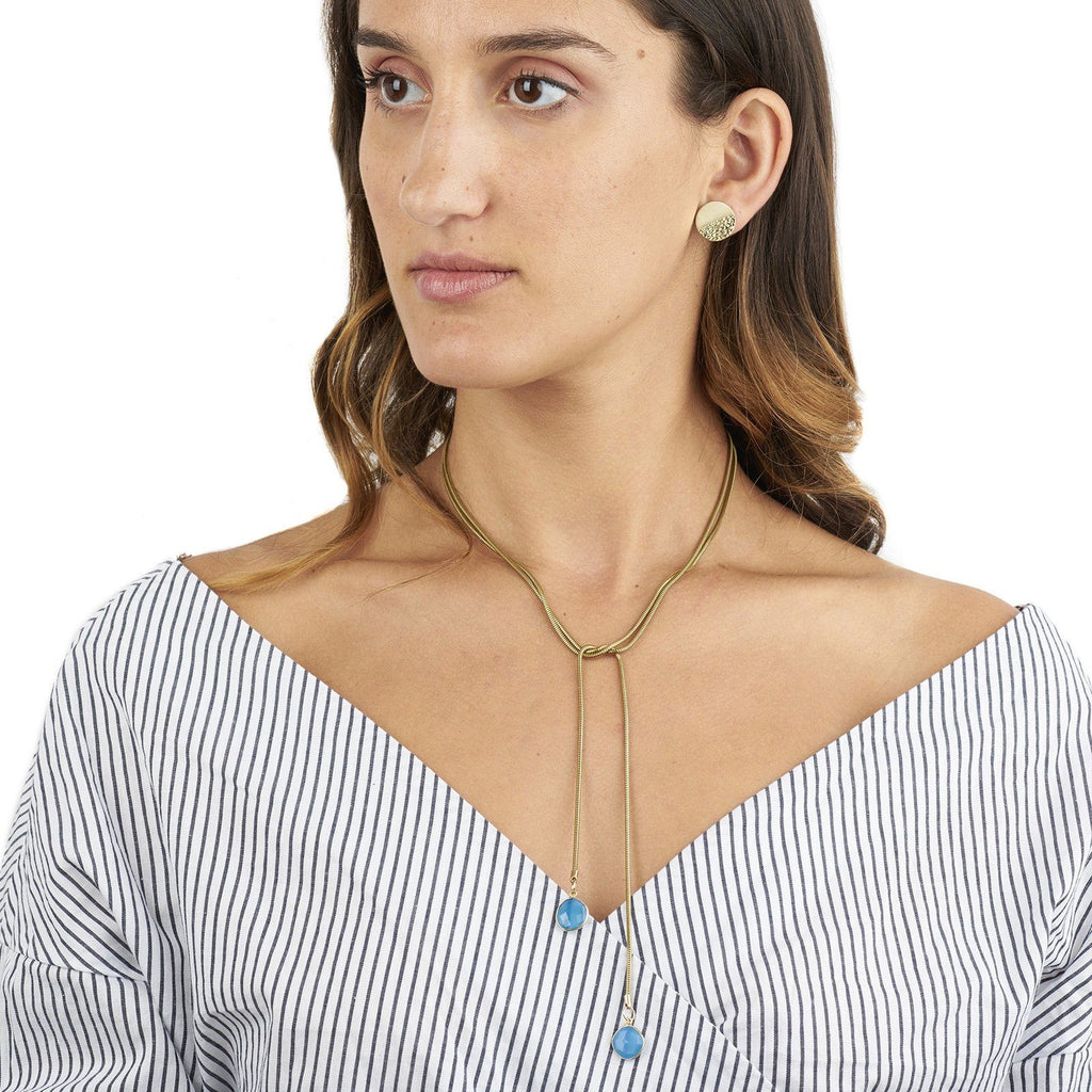 Snake Chain Wrap Necklace with Gemstones
