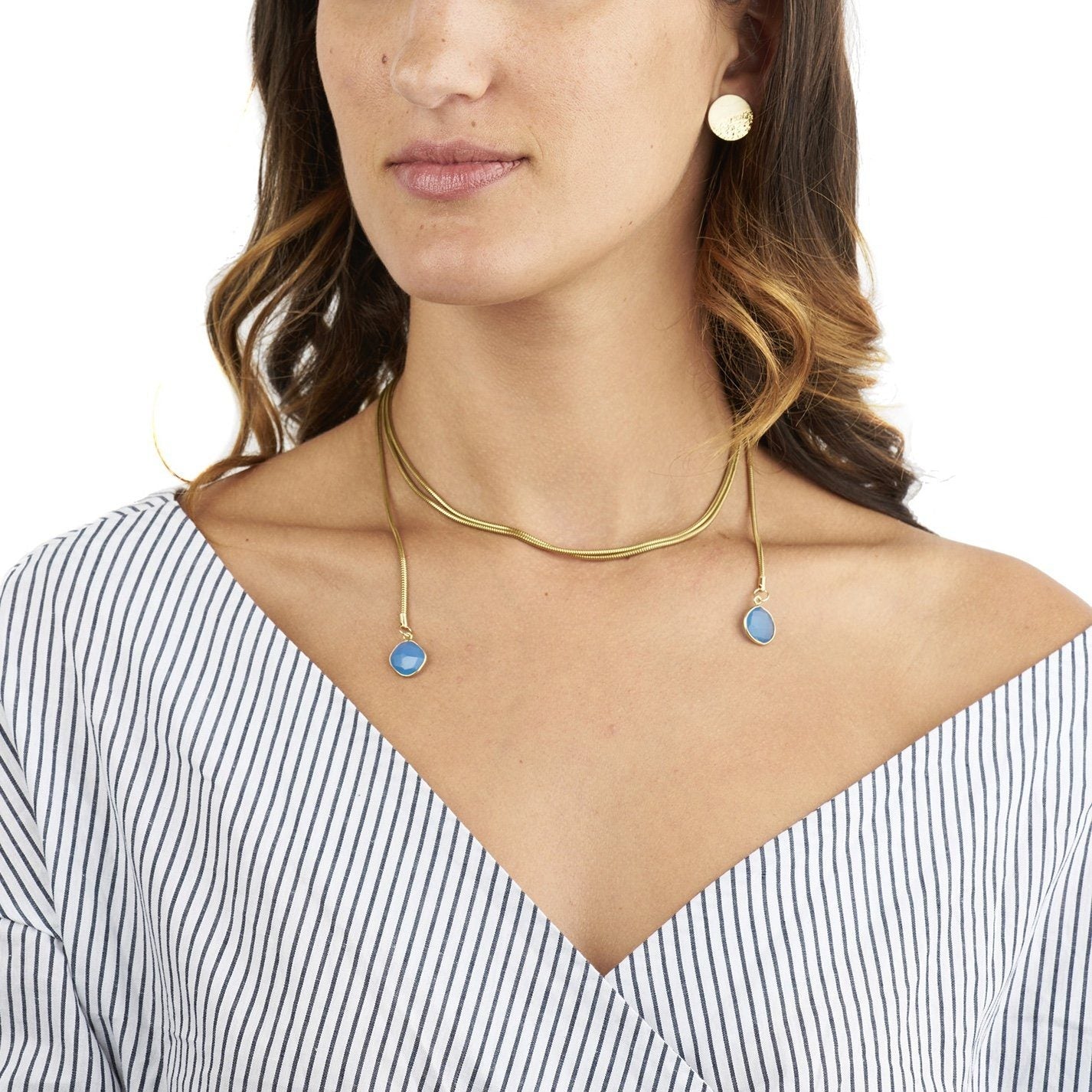 Snake Chain Wrap Necklace with Gemstones