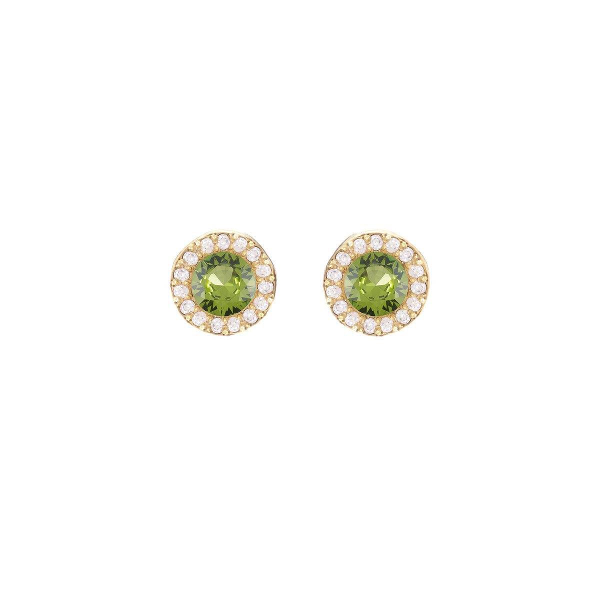 Small Peridot Halo Studs