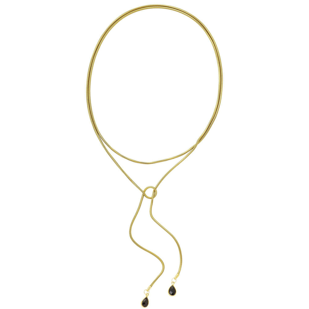 Snake Chain Wrap Necklace with Gemstones