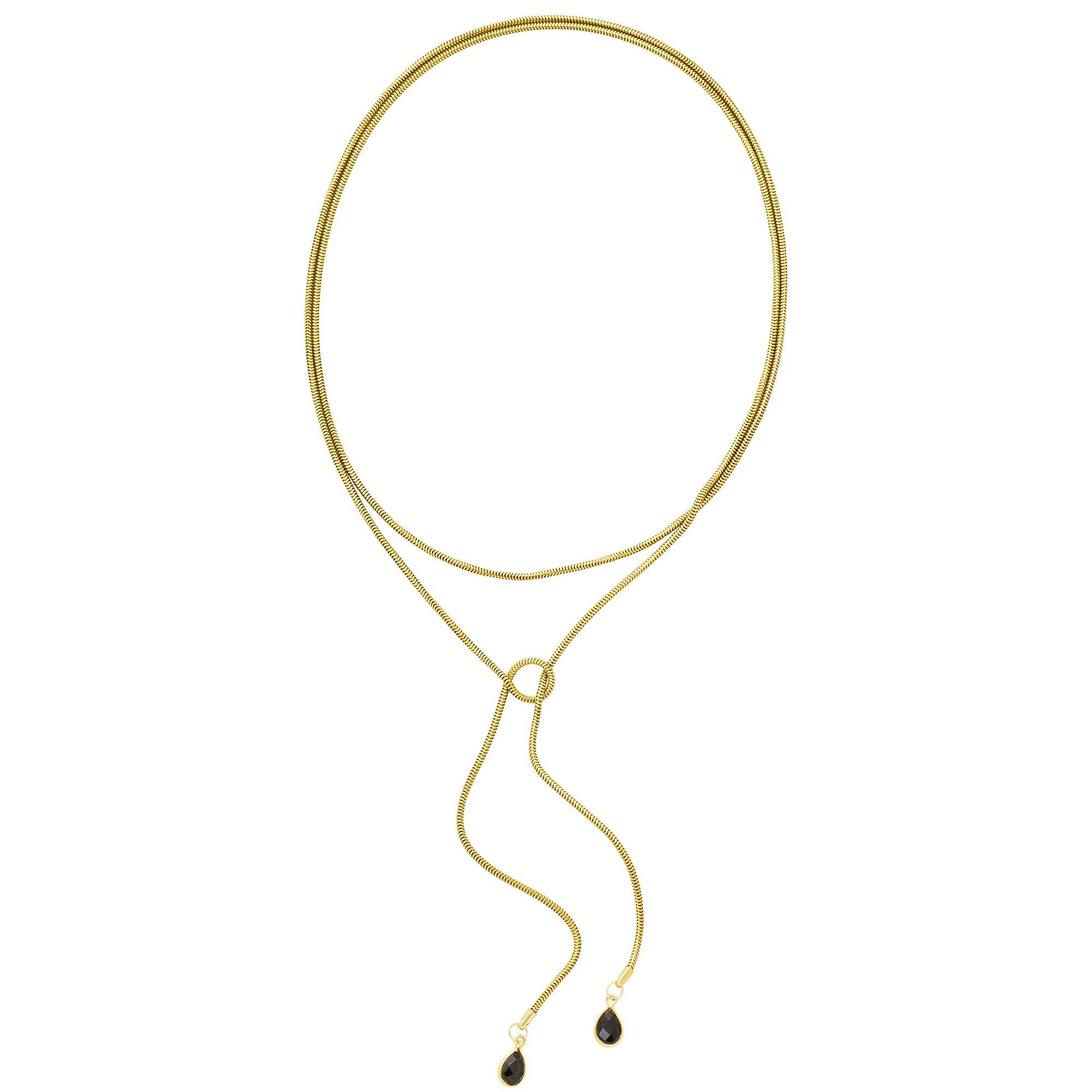 Snake Chain Wrap Necklace with Gemstones